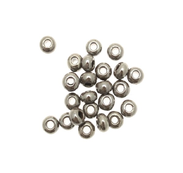 Conteria gigante in vetro, 8x5 mm., colore Grigio perlato