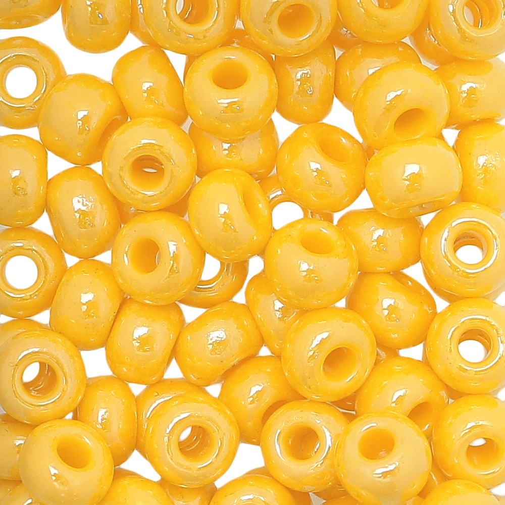 Conteria gigante in vetro, 8x5 mm., colore Giallo scuro perlato