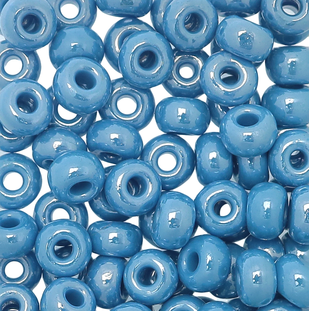 Conteria gigante in vetro, 8x5 mm., colore Azzurro scuro perlato
