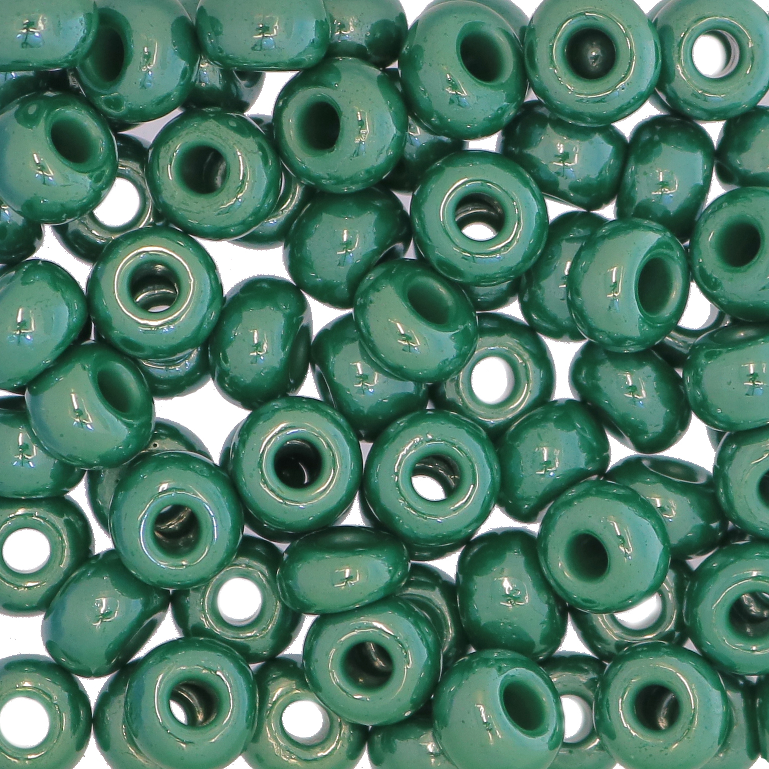 Conteria gigante in vetro, 8x5 mm., colore Smeraldo Perlato