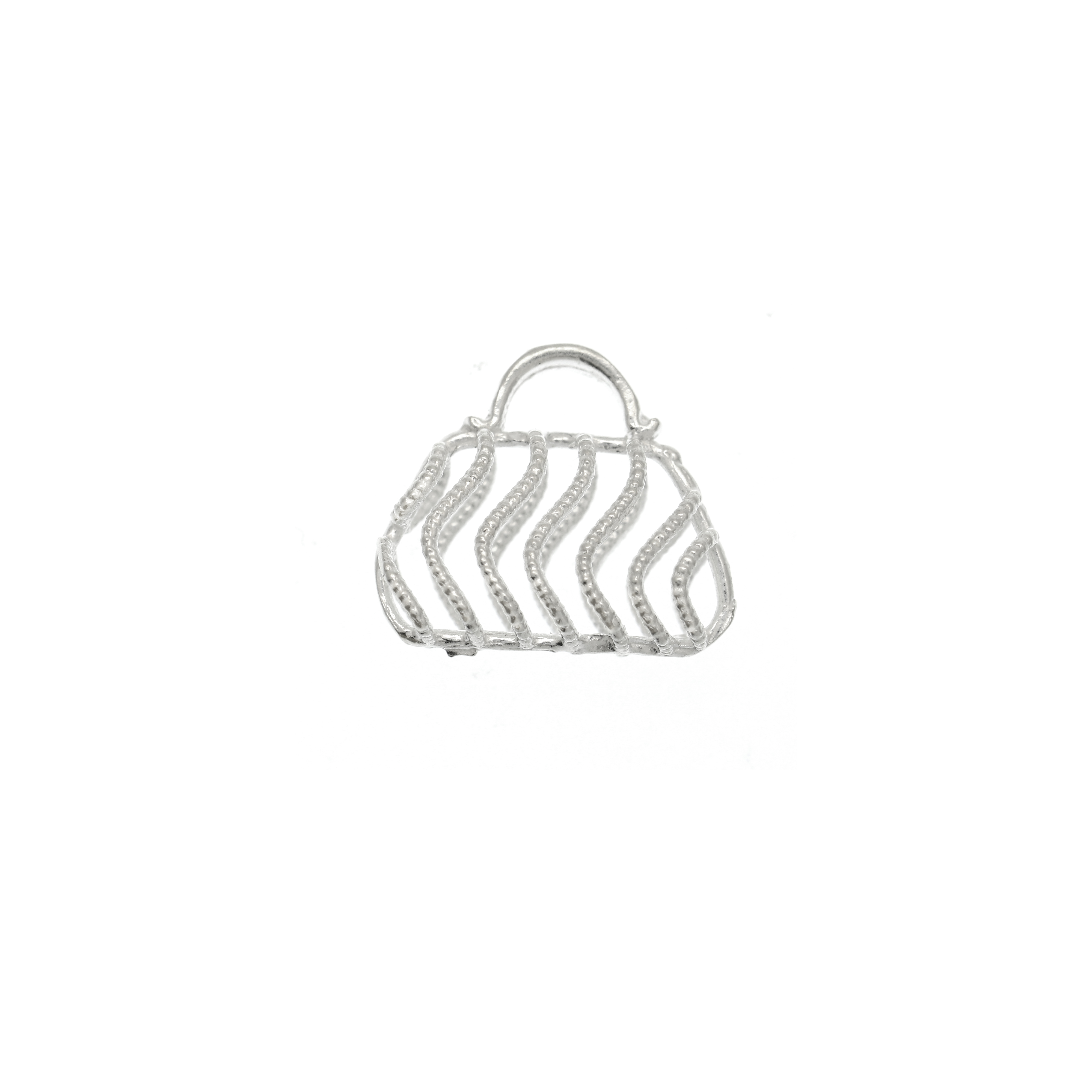 Ciondolo a forma di borsa in filigrana di forma a bauletto 15x15 mm. in Argento 925