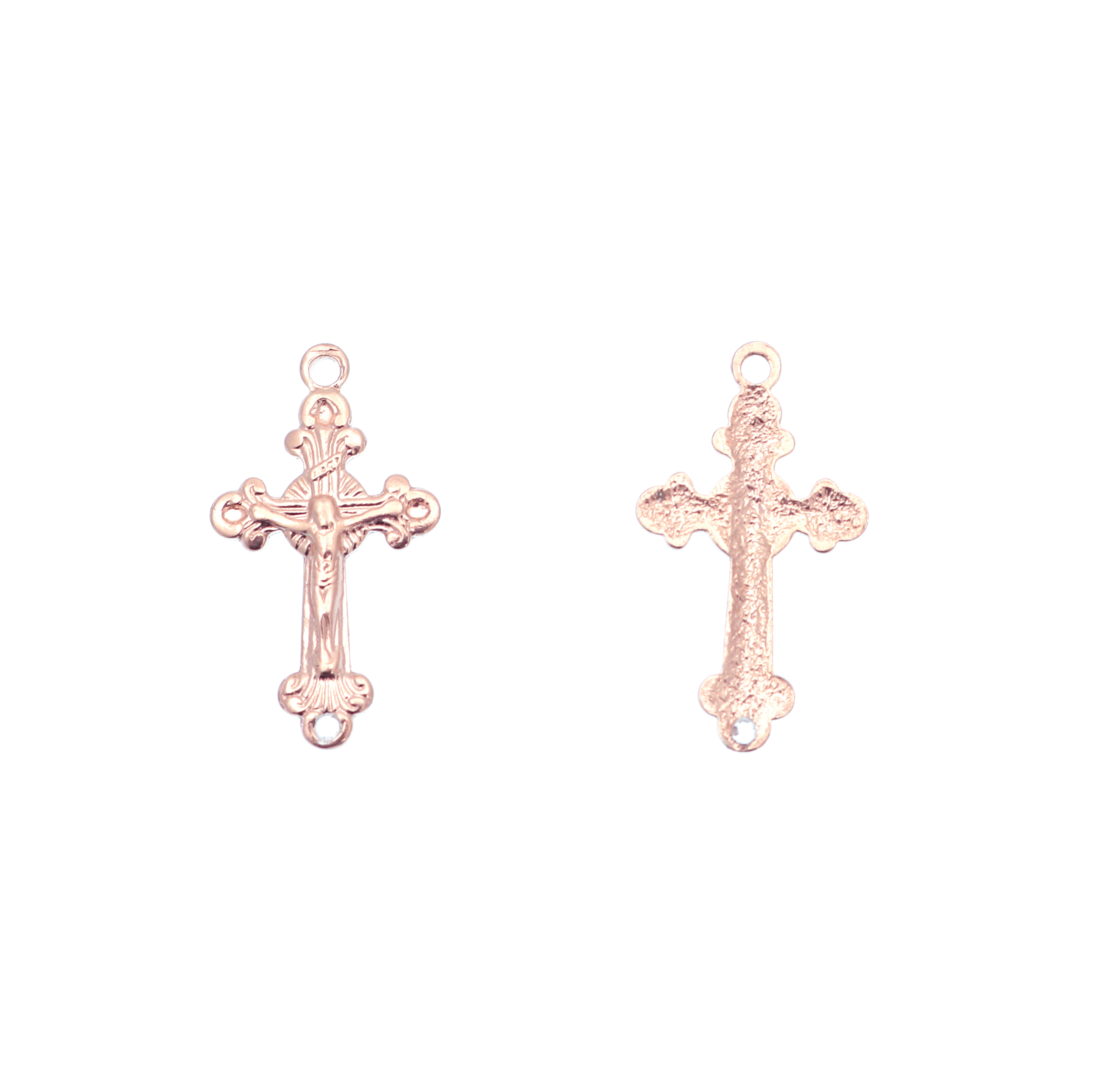Distanziatore a due anelli, a forma di crocifisso, 13x24 mm., in Argento 925