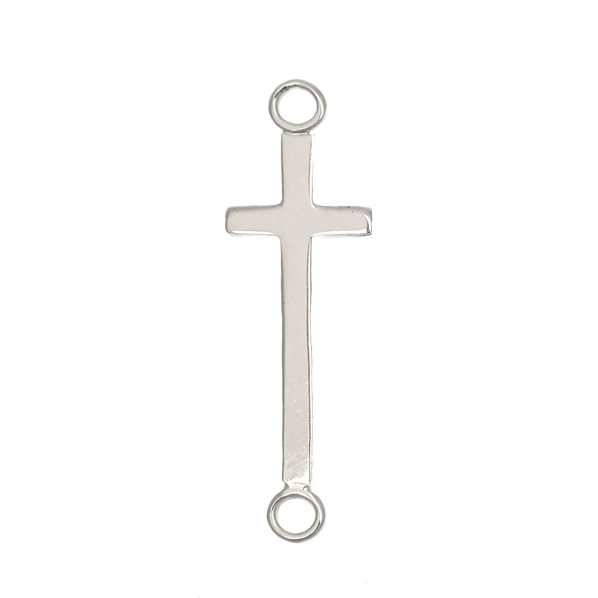 Distanziatore a due anelli, a forma di croce, 10x32 mm., in Argento 925