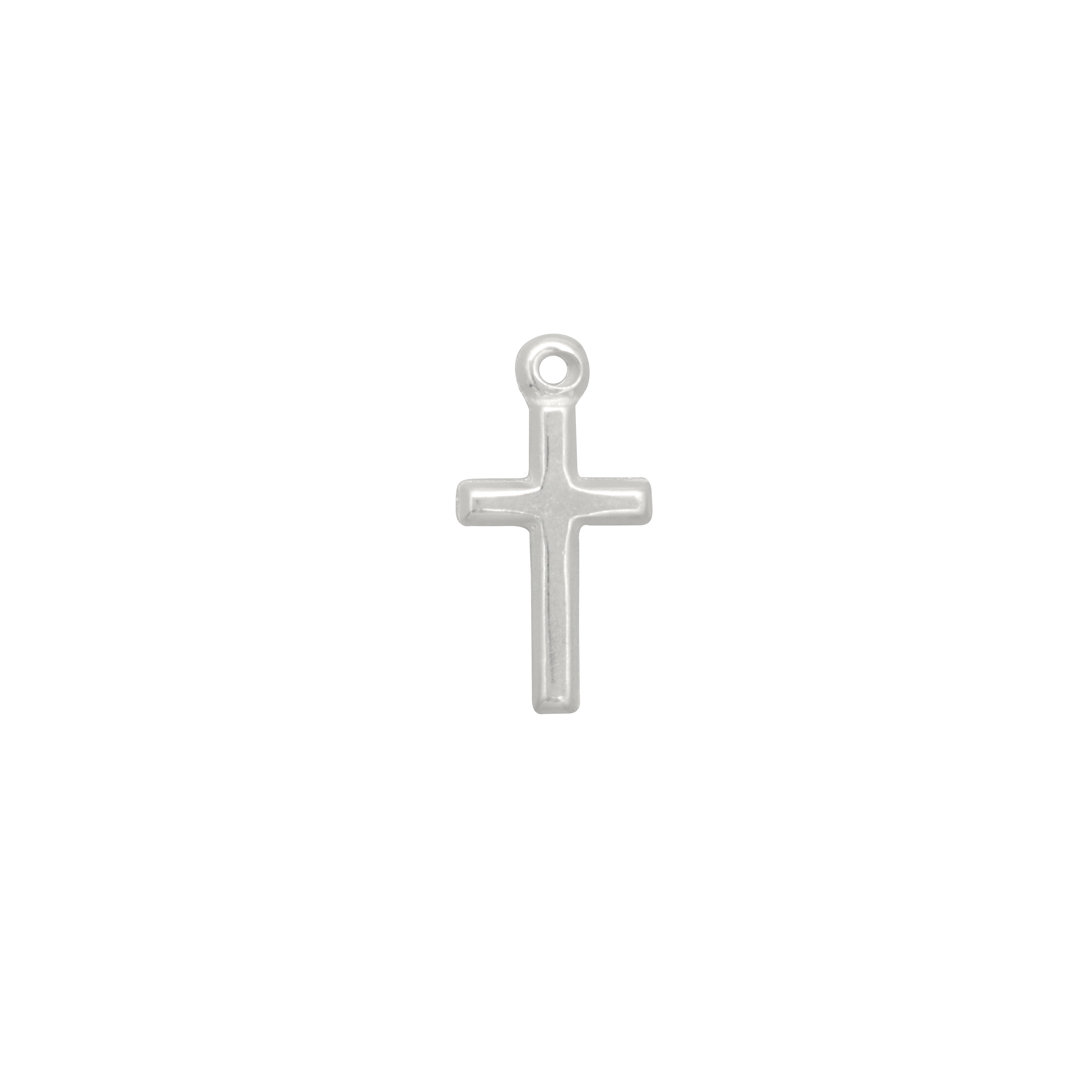 Ciondolo a forma di croce liscia, 11x21 mm., in Argento Lucido 925