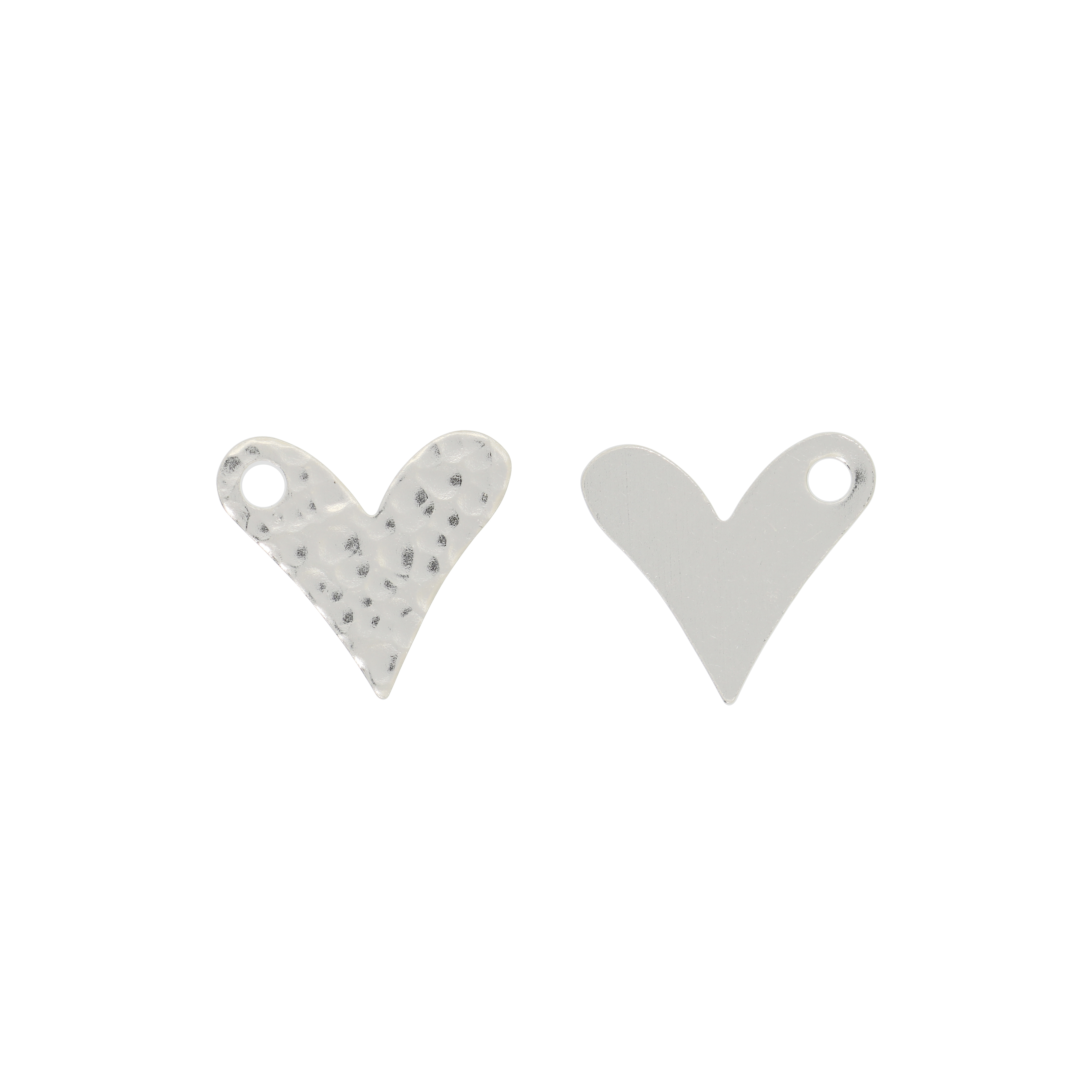 Ciondolo a forma di cuore piatto e martellato 13x13 mm. in Argento lucido 925