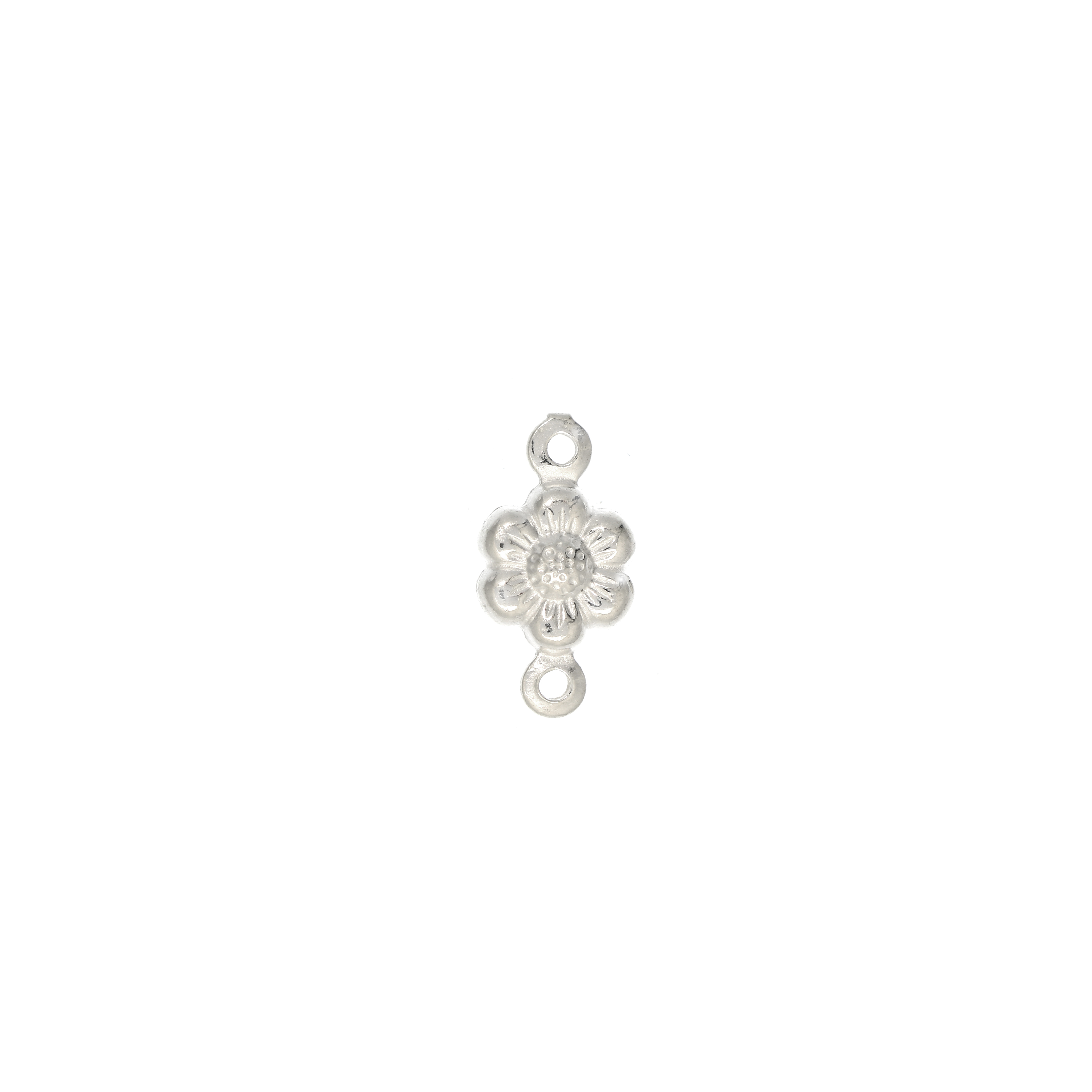 Ciondolo a forma di fiore, con doppio anello, 7x14 mm., in Argento 925
