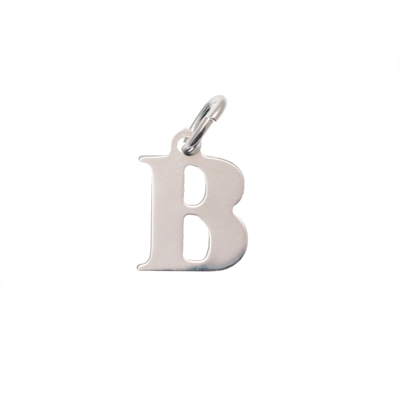  Ciondolo a forma di lettera "B", 10x14 mm., in Argento Lucido 925
