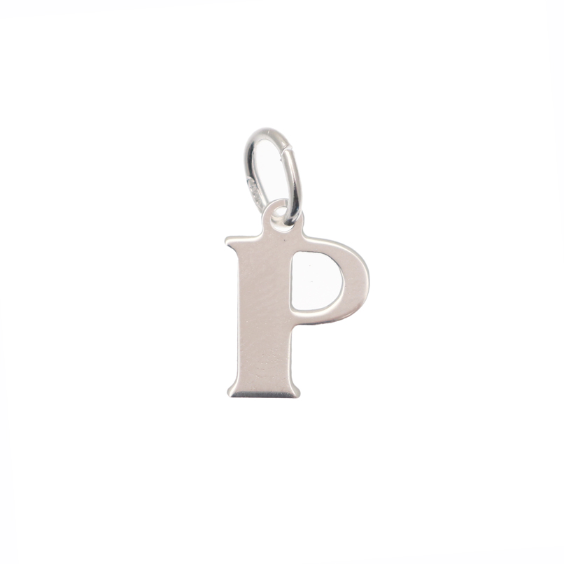  Ciondolo a forma di lettera "P", 10x14 mm., in Argento Lucido 925