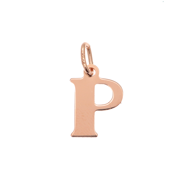  Ciondolo a forma di lettera "P", 10x14 mm., in Argento Rosato 925