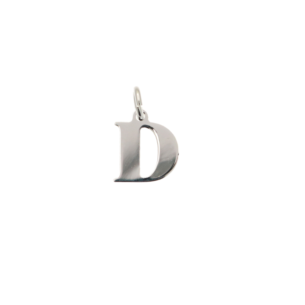  Ciondolo a forma di lettera "D", 9x10 mm., in Argento Lucido 925