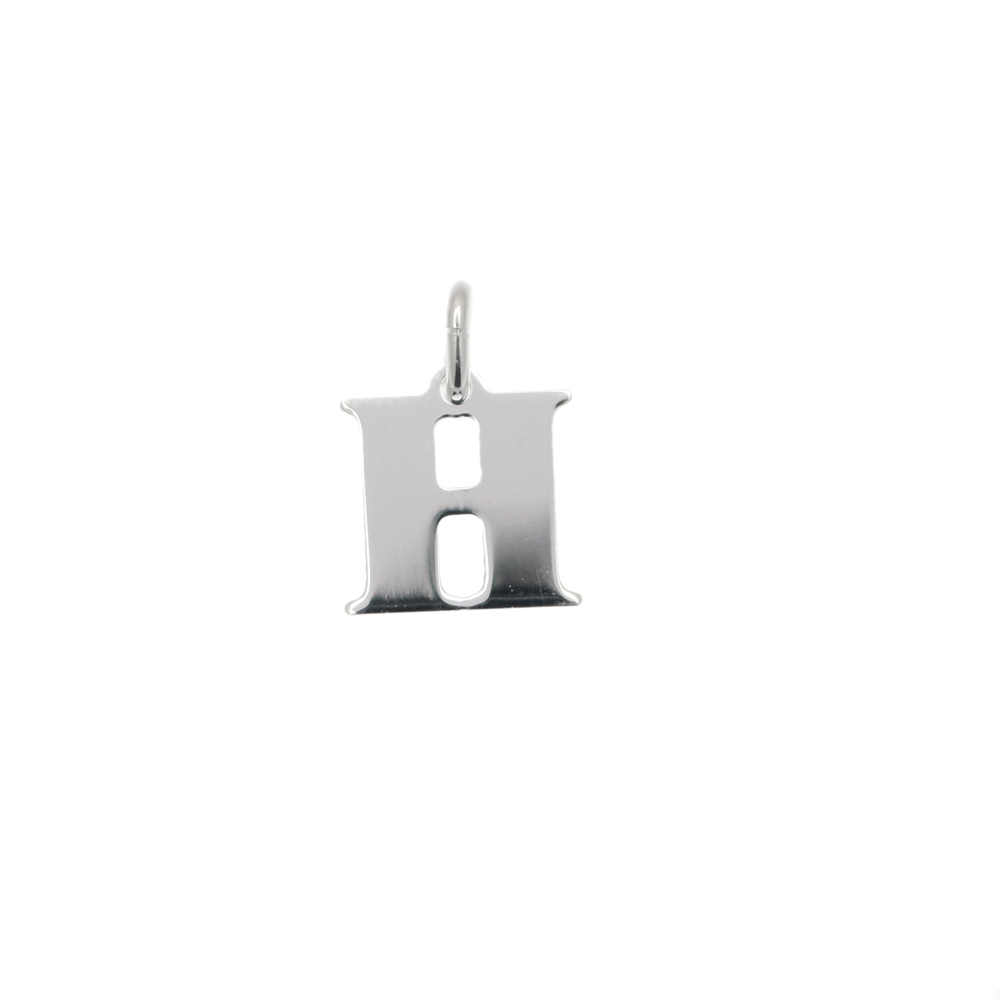  Ciondolo a forma di lettera "H", 9x10 mm., in Argento Lucido 925