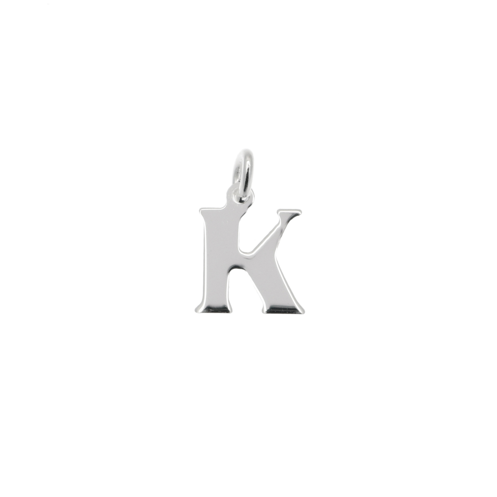  Ciondolo a forma di lettera "K", 8x10 mm., in Argento Lucido 925