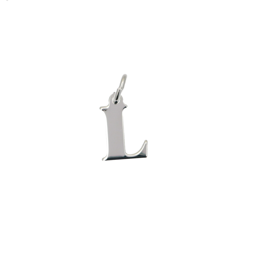  Ciondolo a forma di lettera "L", 7x10 mm., in Argento Lucido 925