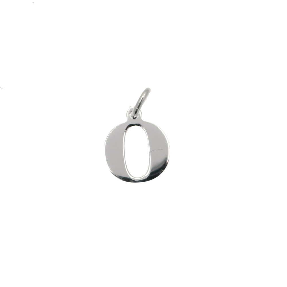  Ciondolo a forma di lettera "O", 9x10 mm., in Argento Lucido 925