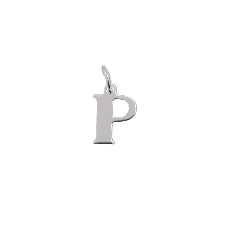  Ciondolo a forma di lettera "P", 7x10 mm., in Argento Lucido 925