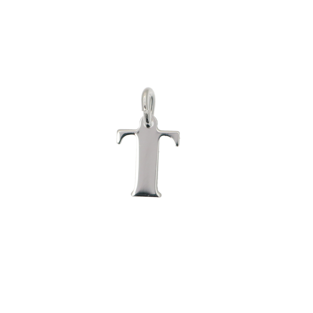  Ciondolo a forma di lettera "T", 8x10 mm., in Argento Lucido 925