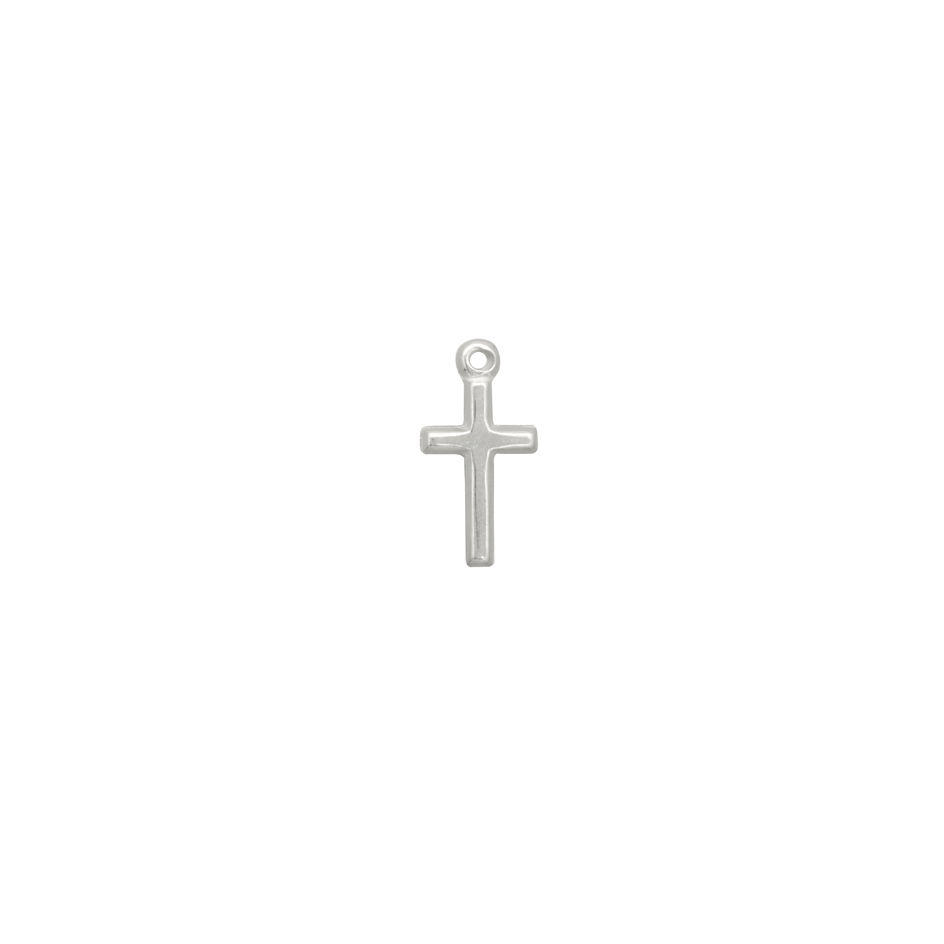 Ciondolo a forma di croce liscia, 7x13 mm., in Argento Lucido 925