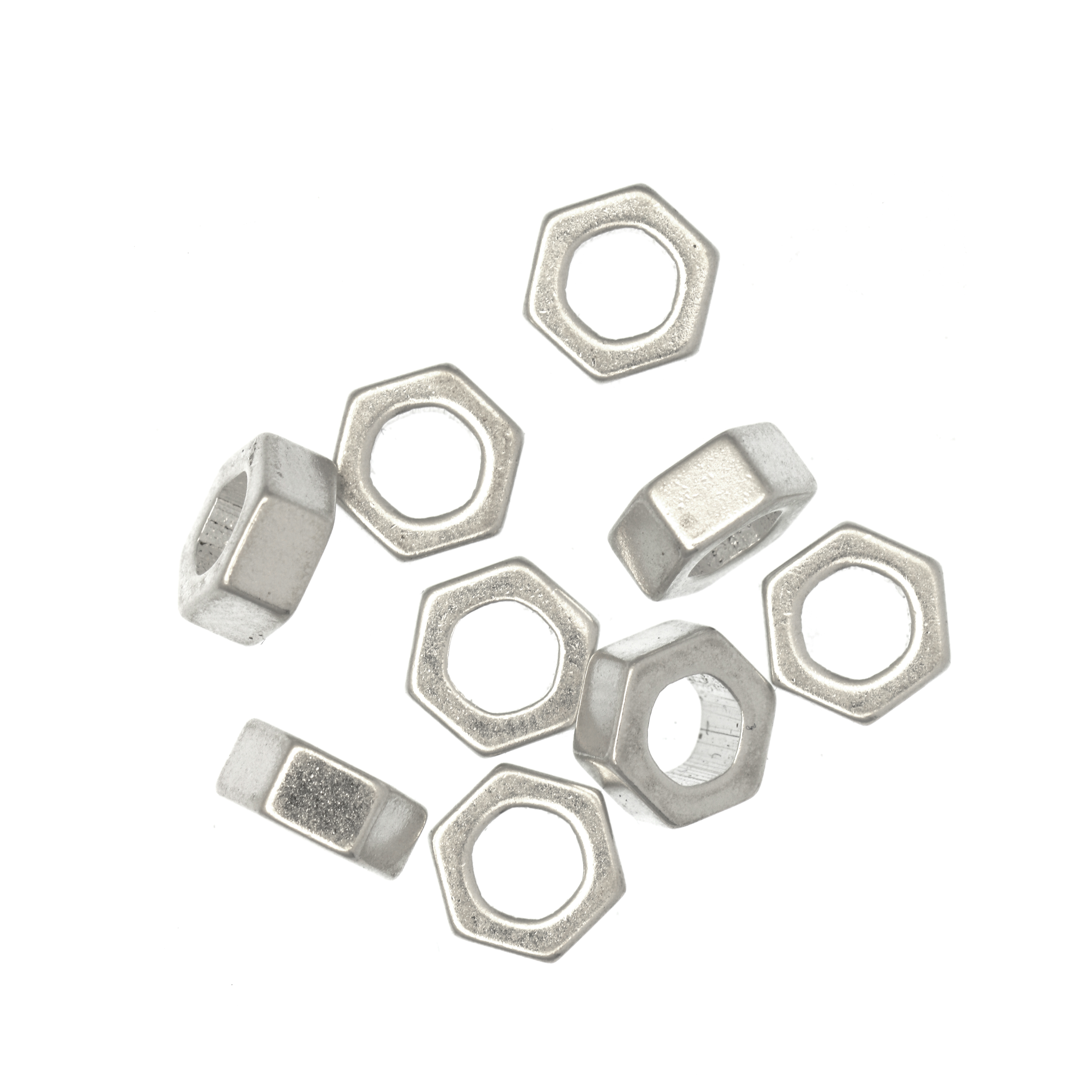 Distanziatore a forma di bullone liscio, 8x8x4 mm. in Argento 925