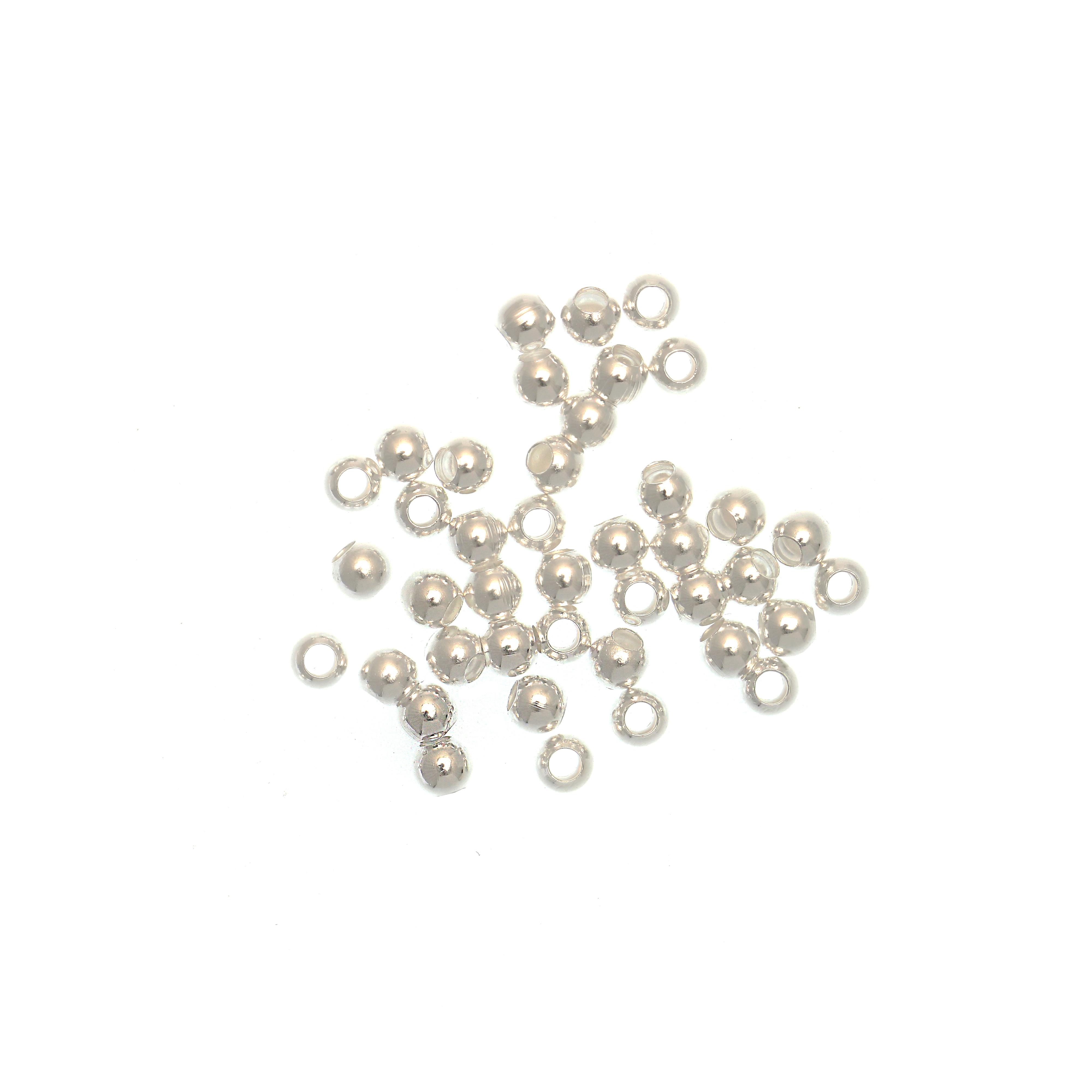 Distanziatore liscio a palla 3 mm., a foro largo, in Argento 925, busta 40 pezzi