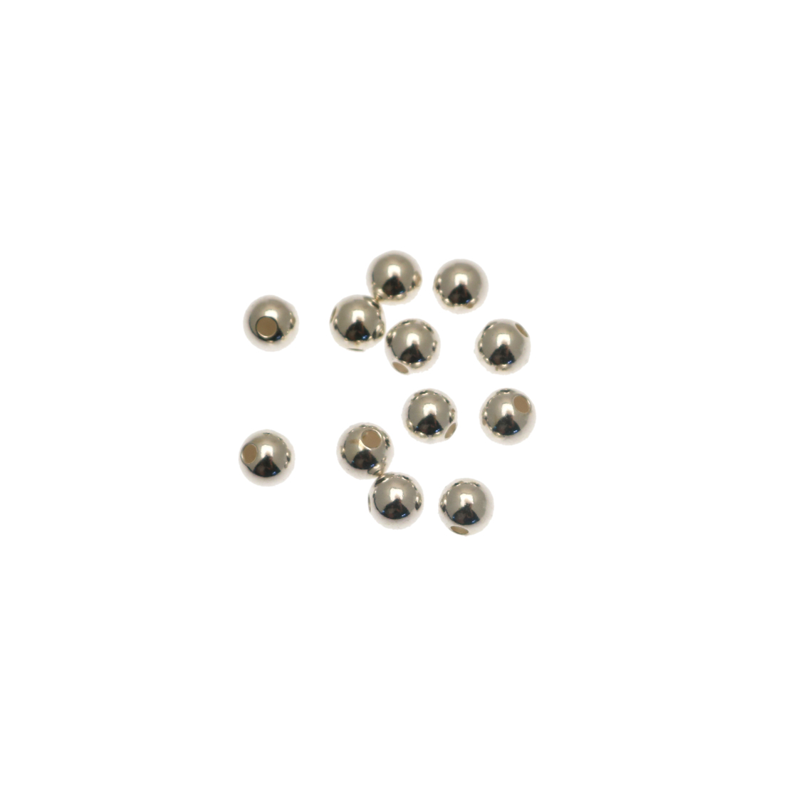 Distanziatore liscio a palla 5 mm., con foro laterale, in Argento Lucido 925