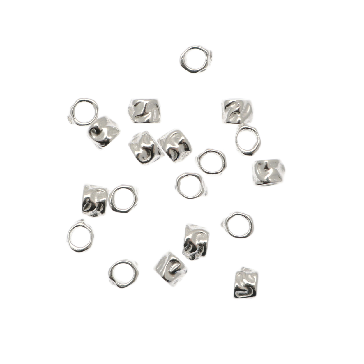 Distanziatore a tubicino martellato, 2,3x2,6 mm., in Argento Lucido 925