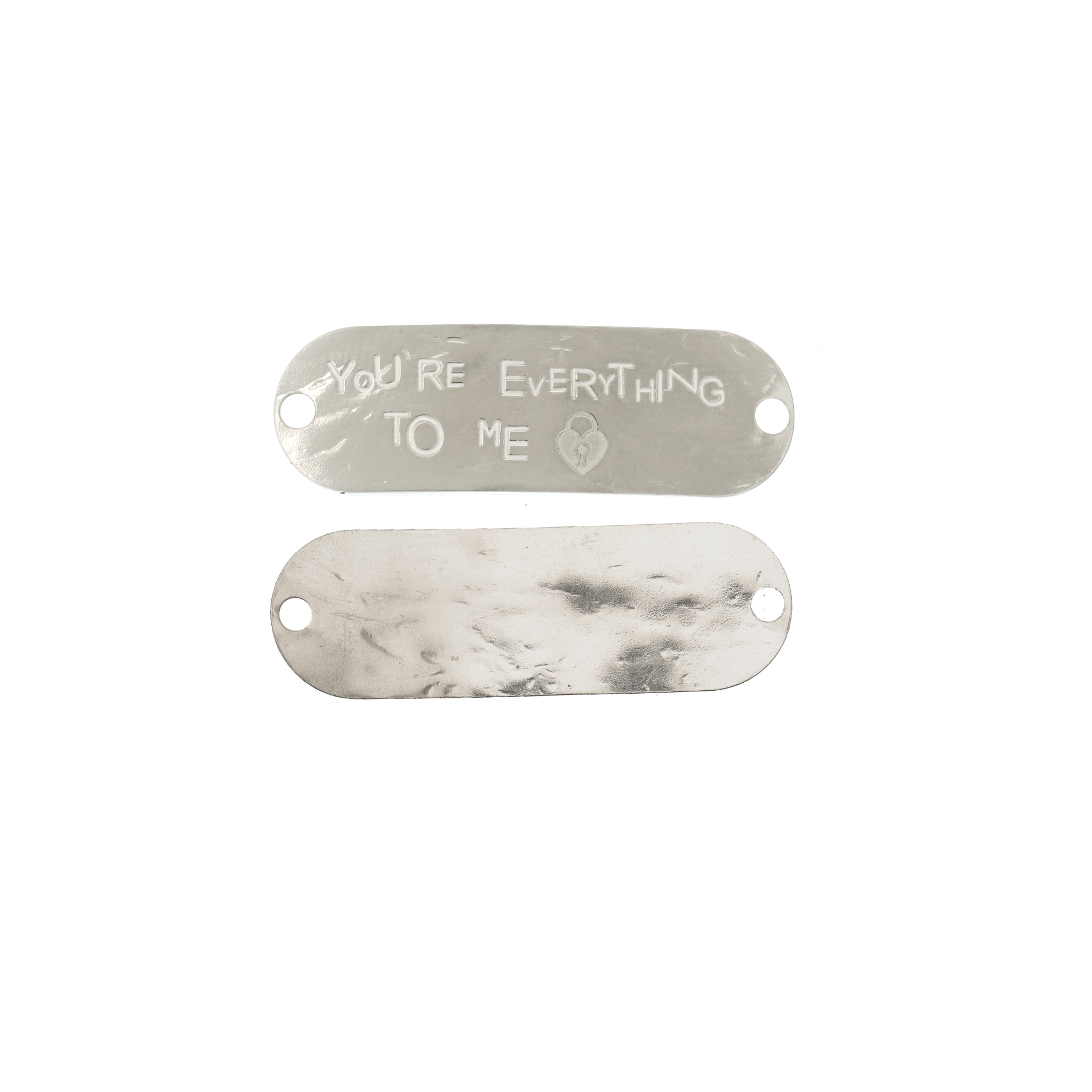 Piastra per bracciale con scritta "YOU'RE EVERYTHING TO ME", 40x13 mm. in Argento 925
