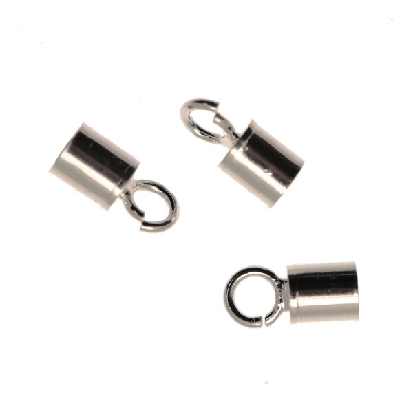 Terminale da incollo per cordoncino tubolare, con anello chiuso finale, 4x8 mm.