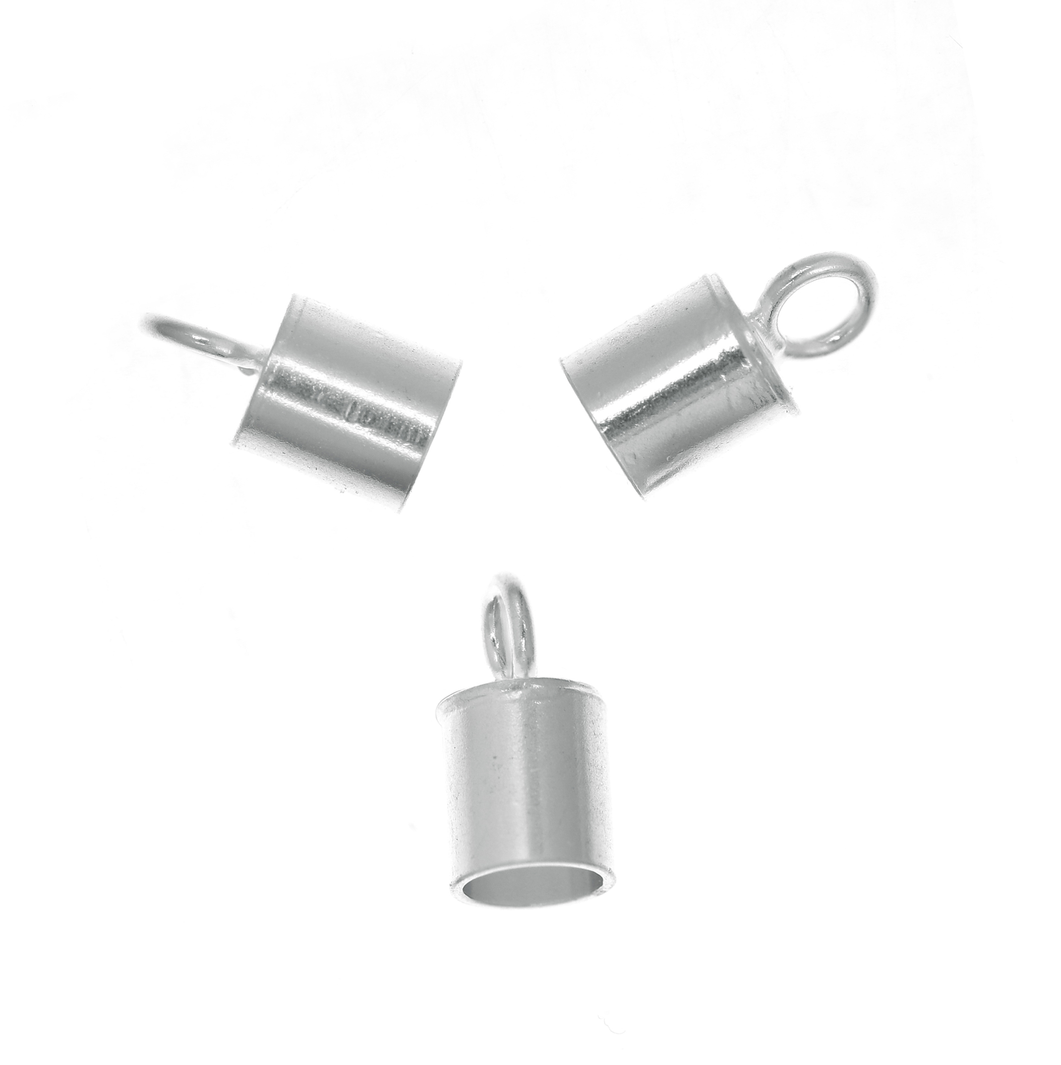 Terminale da incollo per cordoncino tubolare, con anello chiuso finale, 5x10 mm.