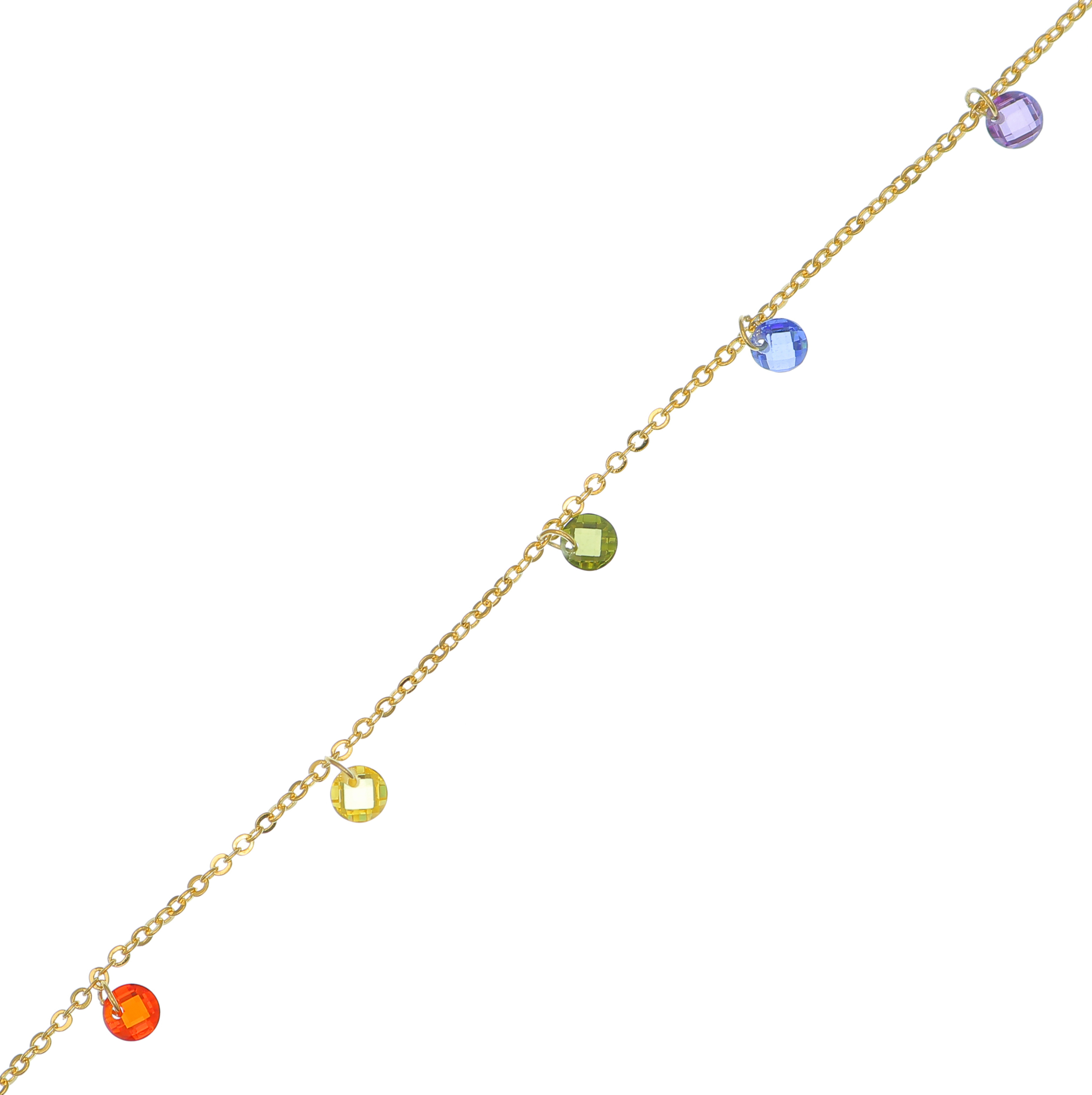 Catena ovalina con cristalli pendenti trasparenti, colore Multicolor, spessore catena 1,8 mm.