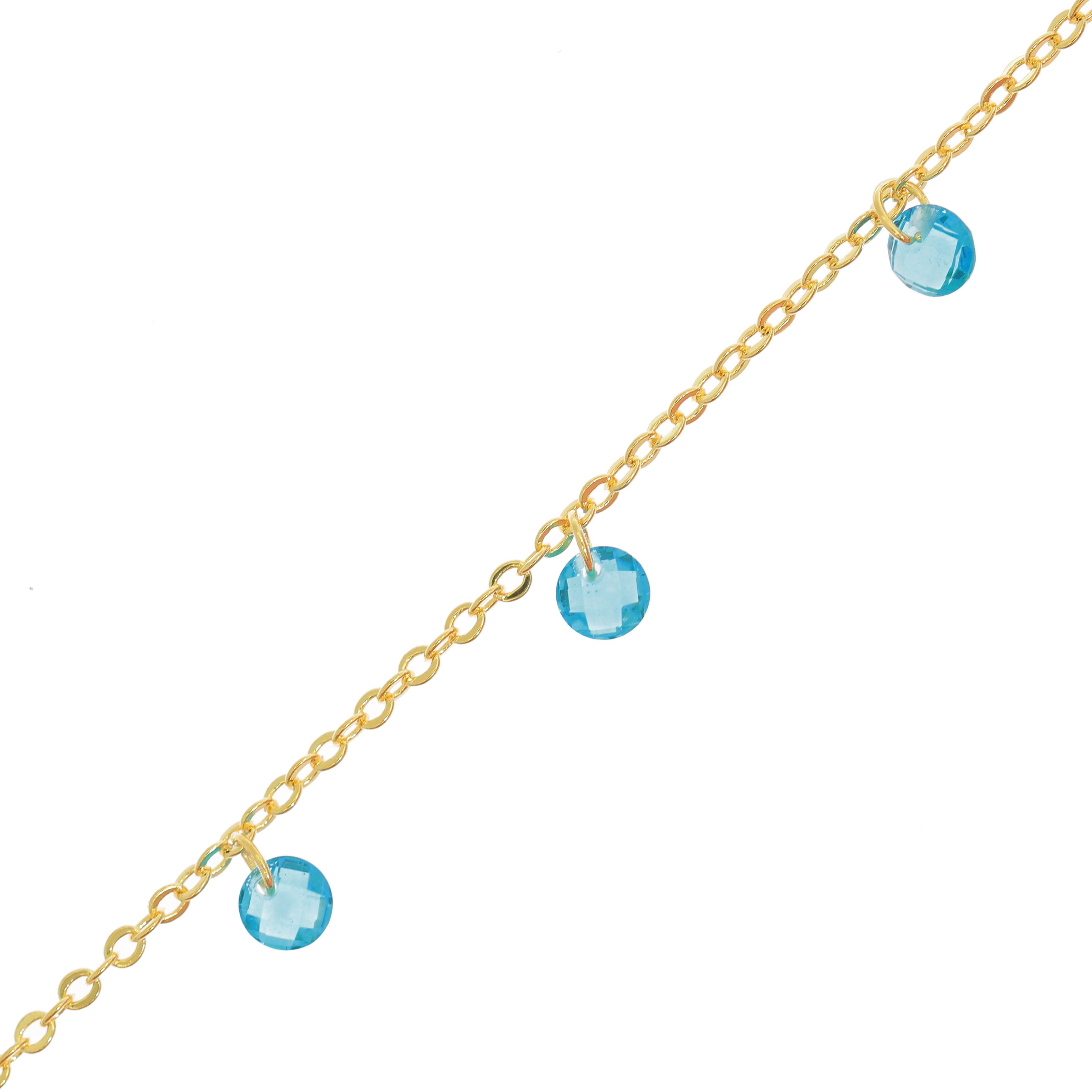 Catena ovalina con cristalli pendenti trasparenti, colore Azzurro, spessore catena 1,6 mm.