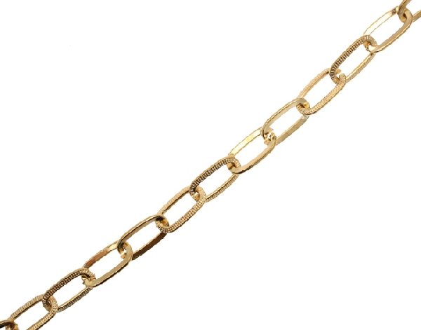 Catena in ottone rettangolare grande zigrinata 13x7 mm.