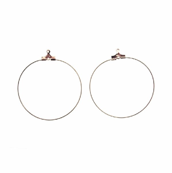 Cerchio per orecchino apribile per l'inserimento di perle, diametro 45 mm., con foro sotto