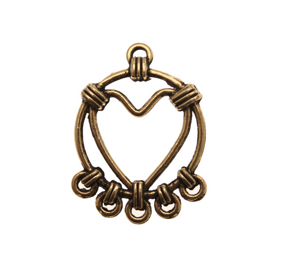 Cerchio per orecchino, con cuore all'interno, larga 26 mm., lunga 35 mm.