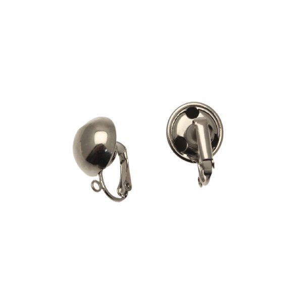 Clips tonda, a mezza sfera, larga 14 mm., lunga 20 mm., CONF.2 PZ