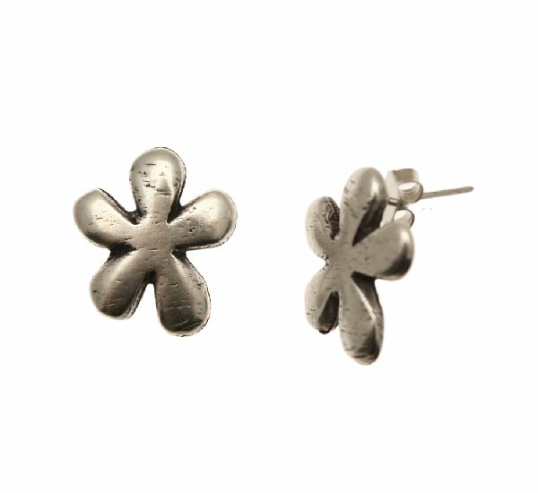 Perno a forma di fiore pieno, largo 15x18 mm., senza anellino, CONF.2 PZ
