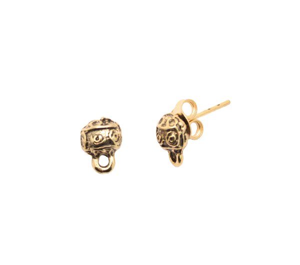 Perno a mezza sfera lavorata, 8x10 mm., con un anellino chiuso sotto, CONF.2 PZ