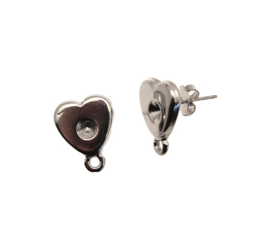 Perno porta strass, a forma di cuore piatto liscio, 13x16 mm., CONF.2 PZ