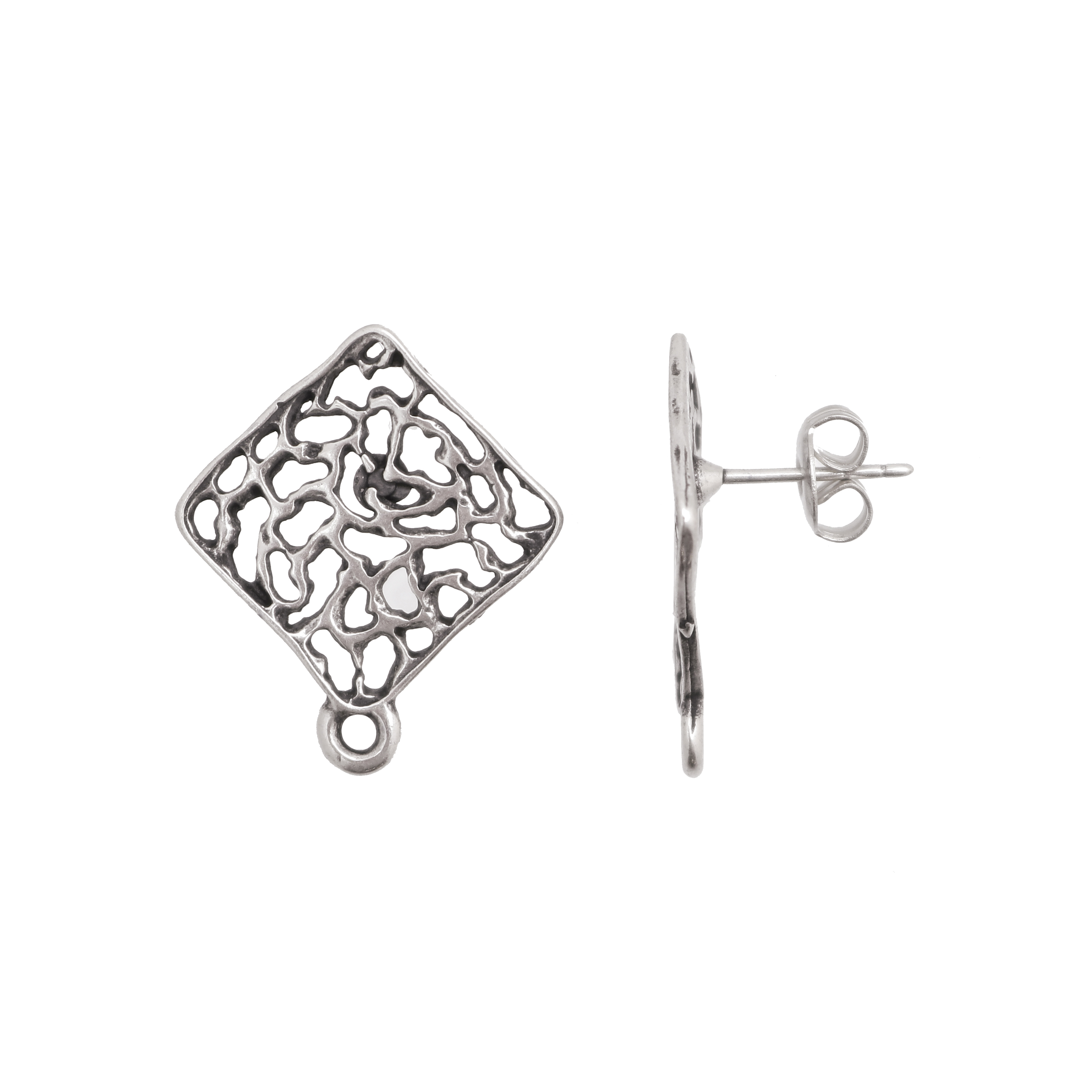Perno a rombo, leggermente ondulato, traforato, 21x21 mm., CONF.2 PZ