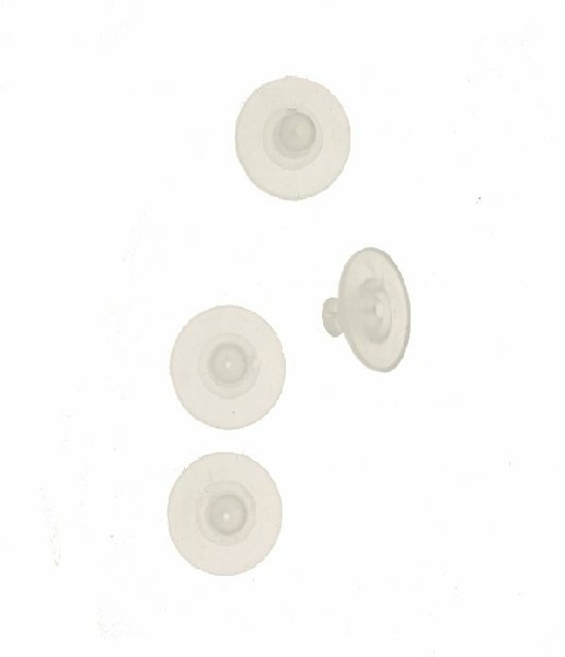 Fermino per orecchino in gomma, con cerchio piatto finale di supporto, 6x11 mm.