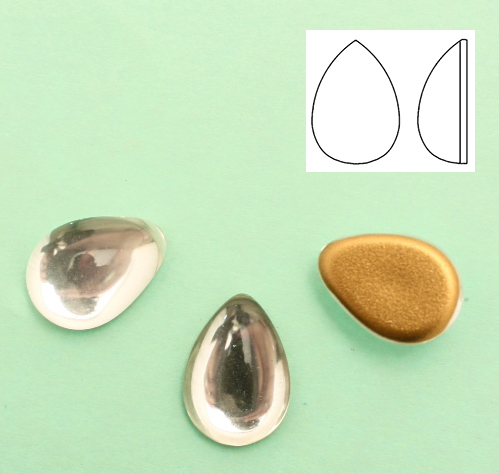 Cabochon a goccia liscia, in cristallo, colore CRYSTAL