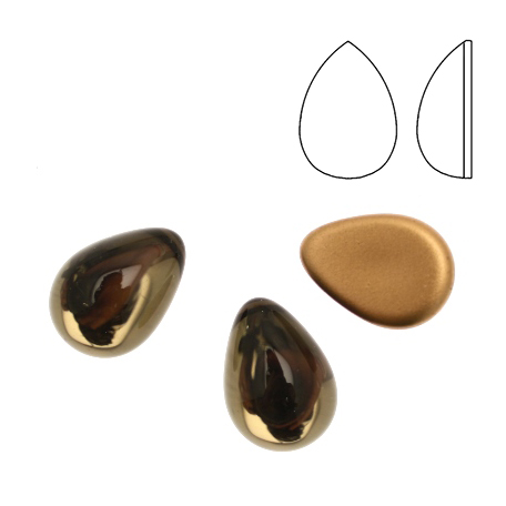 Cabochon a goccia liscia, in cristallo, colore GRIGIO FUME'