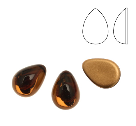 Cabochon a goccia liscia, in cristallo, colore MARRONE