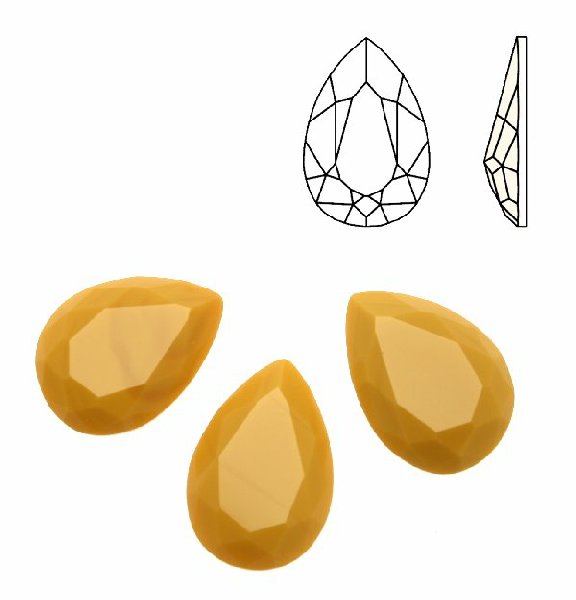 Cabochon a goccia sfaccettata, in cristallo, colore GIALLO OPACO
