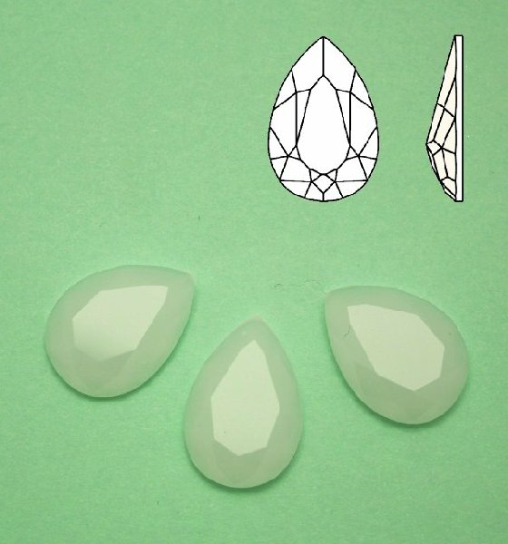 Cabochon a goccia sfaccettata, in cristallo, colore BIANCO OPALE