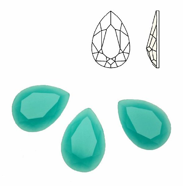 Cabochon a goccia sfaccettata, in cristallo, colore AZZURRO OPALE