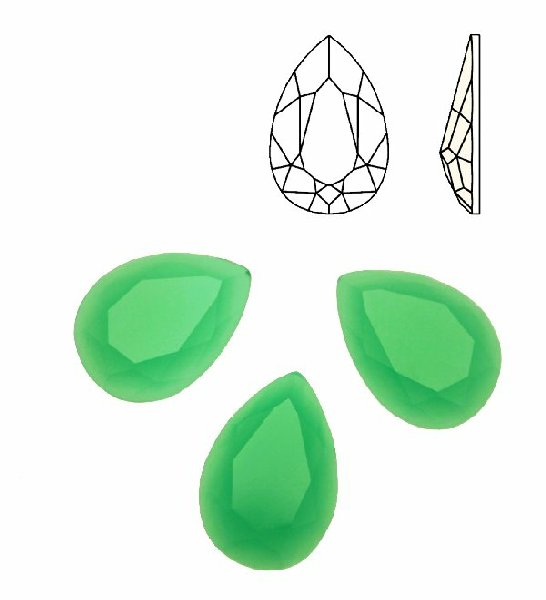 Cabochon a goccia sfaccettata, in cristallo, colore VERDE OPALE