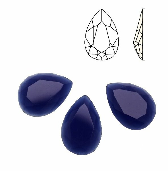 Cabochon a goccia sfaccettata, in cristallo, colore BLU ELETTRICO OPALE