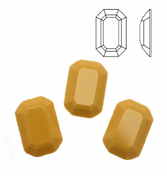 Cabochon rettangolare sfaccettato, in cristallo, colore GIALLO OPACO