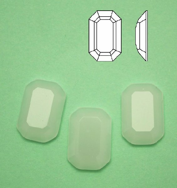 Cabochon rettangolare sfaccettato, in cristallo, colore BIANCO OPALE