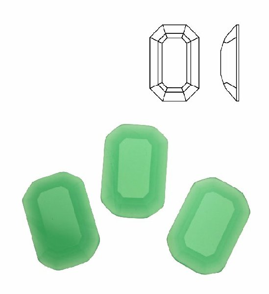 Cabochon rettangolare sfaccettato, in cristallo, colore VERDE OPALE